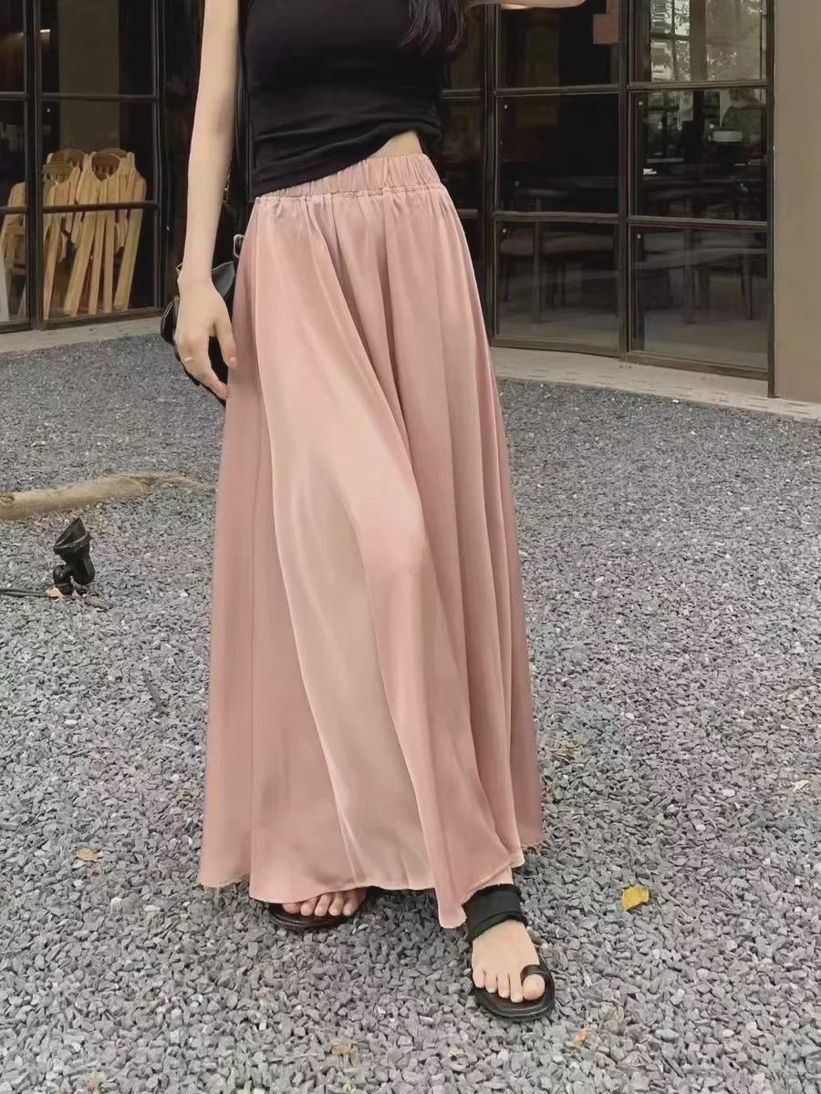 

Длинная юбка из атласного ацетата в стиле Хепберн для женщин One Size розовый