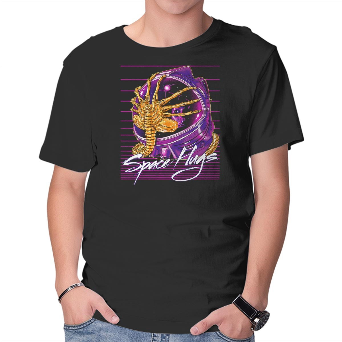 Unisex Crew Neck T-Shirt Space Hugs Graphic Short Sleeve Casual Tee XL