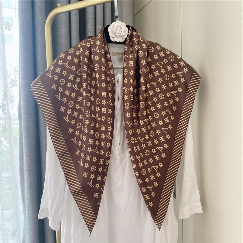 Hangzhou Silk Spring and Autumn Simulation Silk Women's Satin Satin Silk Scarf Winter Versatile Decorative Scarf Satin 91 Large Square Scarf