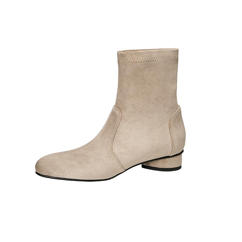 Women's Low-heeled Short Boots Autumn and Winter New Comfortable and Versatile Solid-color Thick-heeled Large-size Simple Short Boots