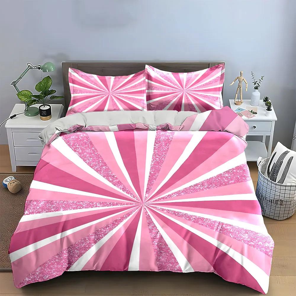 Pink Glitter Decorative Set Soft Comfortable Duvet Cover Bedding Set Included 1*Duvet Cover & 2*Pillowcases gift
