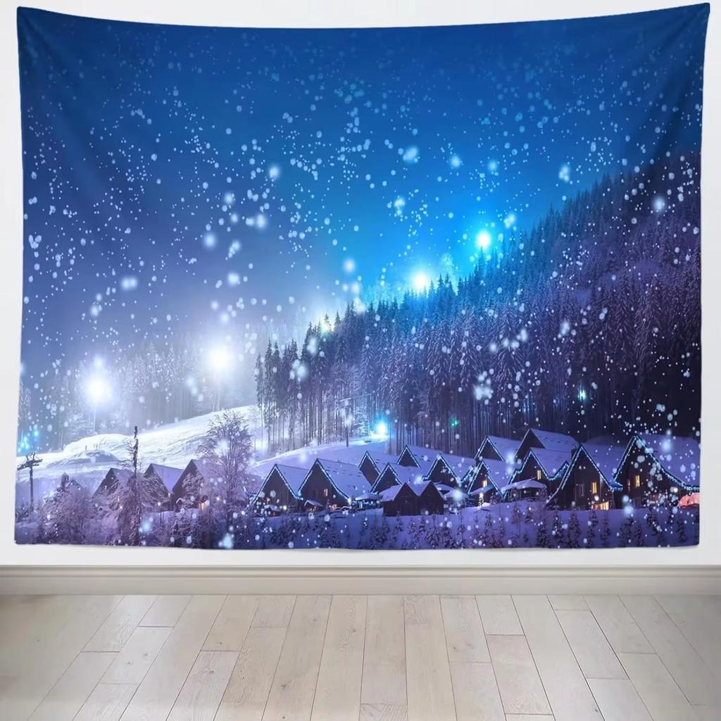 Winter Snow Mountain Forest Tapestry Winter Landscape Snowy Woodland Scene WallMounted Home Decor
