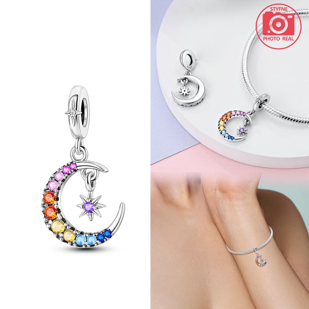 Copper Colour Star & Moon Couple Charms Fit Charms Copper Colour Original Bracelet For Jewelry Making