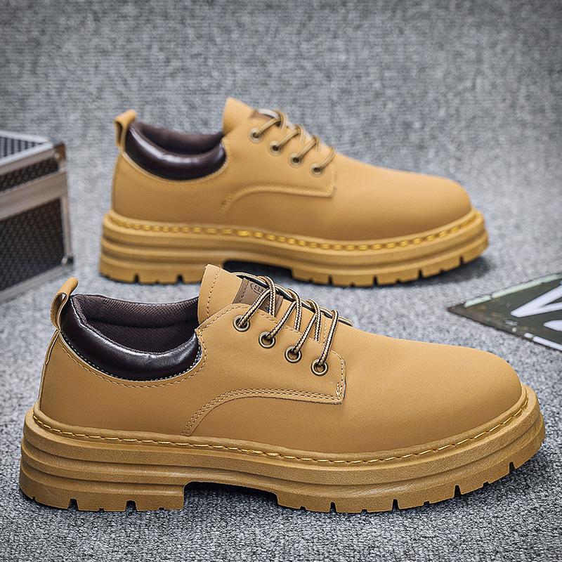 

Men s Autumn Martin Ankle Boots - Trendy & Versatile Yellow Thick Sole Work Shoes 44 хакі