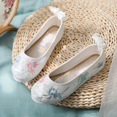 Women Canvas Shoes Ancient Chinese Traditional Hanfu Dance Shoes Performance Embroidery Flat Shoes Oriental Hanfu Shoes Female