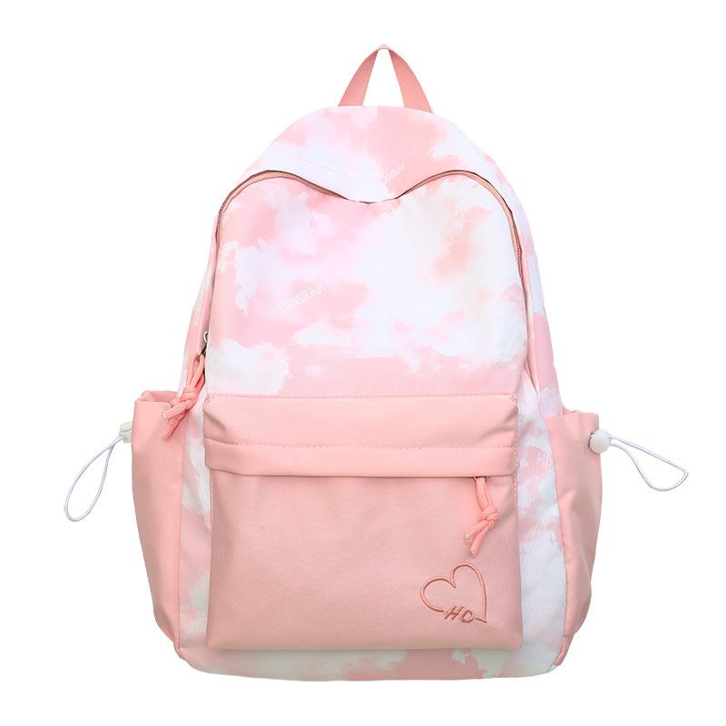 Autumn and Winter High-Value Fresh Color-Block Cloud Backpack for Girls and Boys, Casual Double-Shoulder Bag for Primary and Secondary School