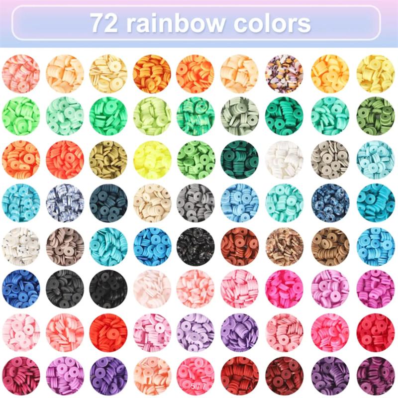 700Pcs/lot 6mm Flat Round Polymer Clay Beads Handmade Heishi Loose Spacer Beads for Jewelry Making DIY Bracelet Necklace Supplie