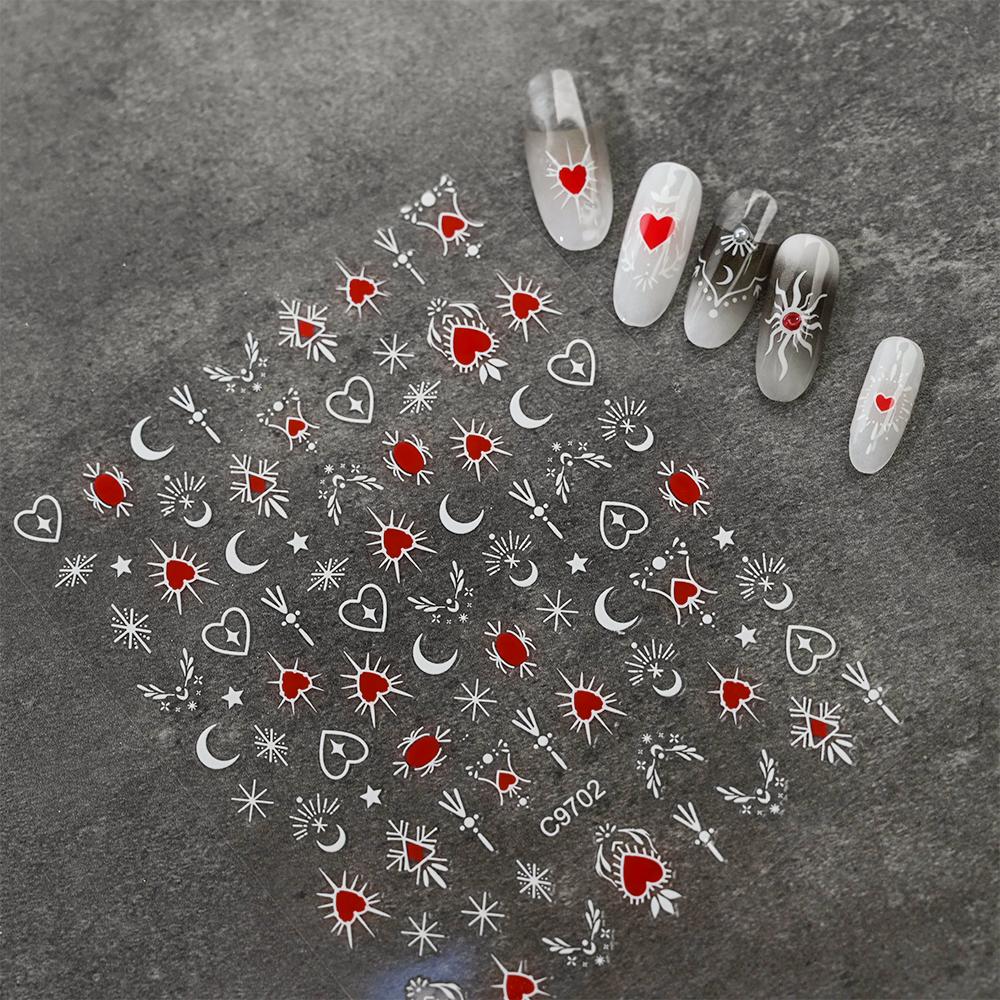 1pcs 3D Bronzing Gold Love Nail Art Stickers Holographic Stars Sun Starlight DIY Nail Decals Manicure Decoration