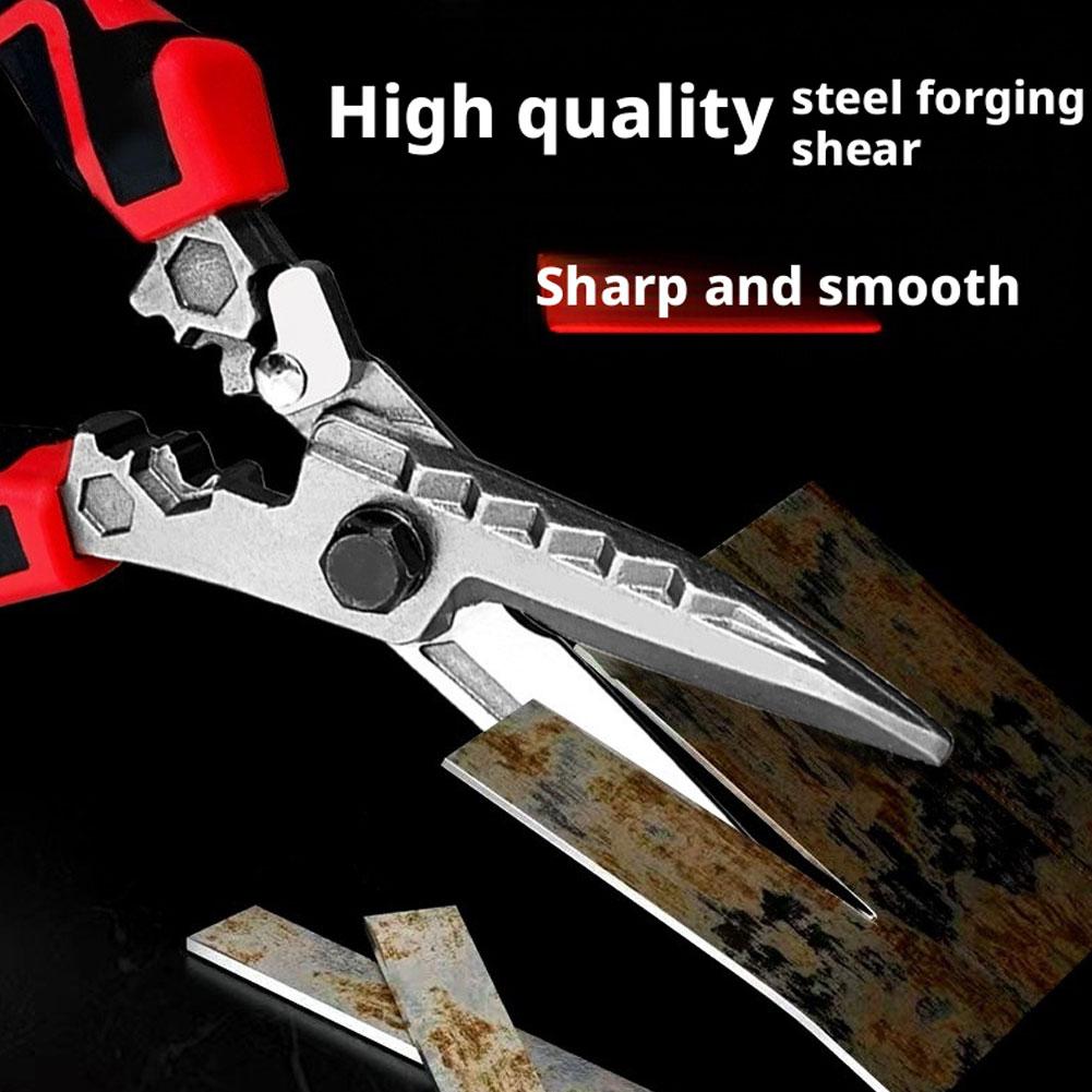 Multi-Purpose Industrial Scissors Electrician Scissor, Wire Stripper Crimping Wire Cutting Metal Copper Sheet and Cable Cutting
