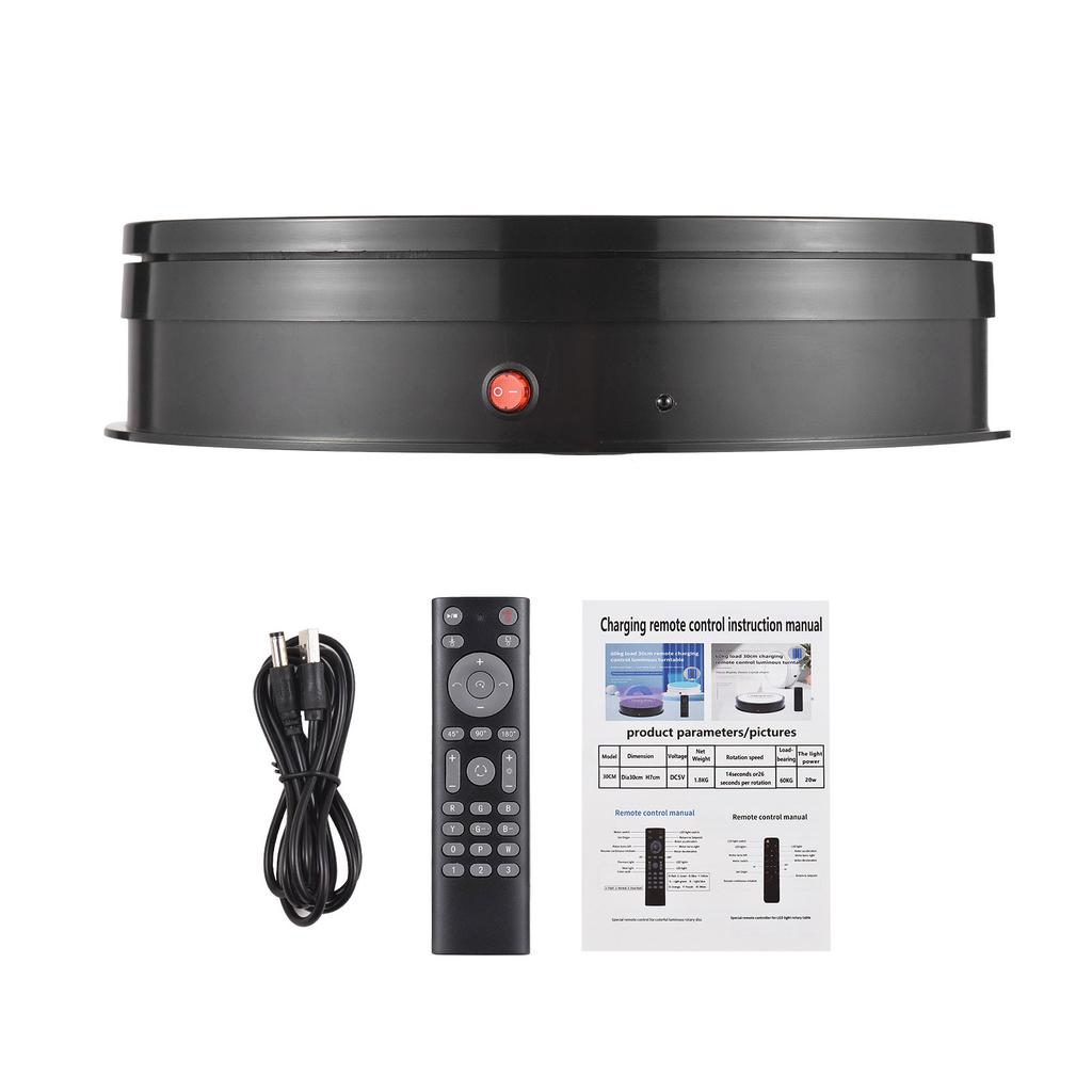 30CM 11.8in Motorized Rotating Display Stand with RGB Light Display Base 360 degrees Rotatable Electric Potography