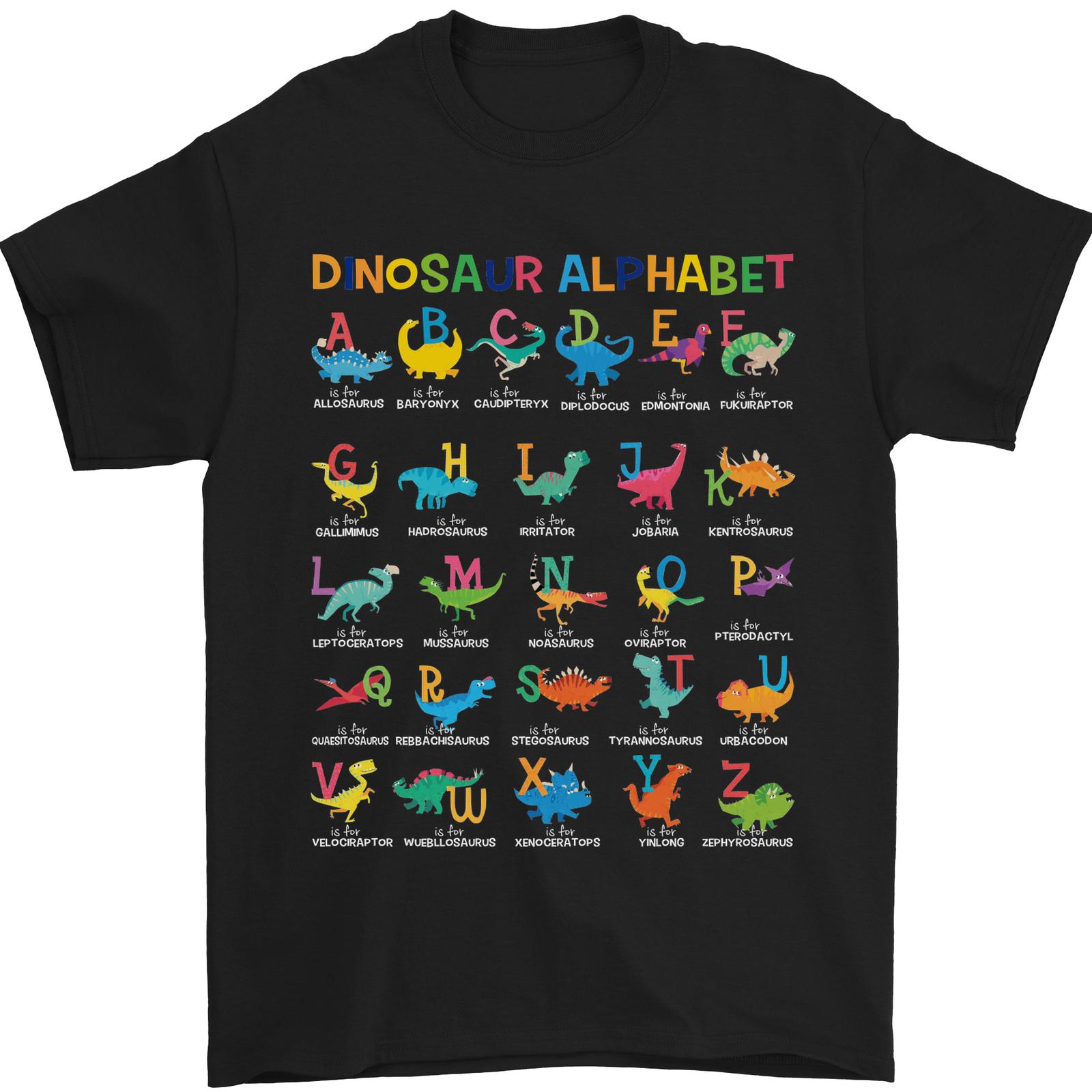 Dinosaur Alphabet T-Rex Funny Mens T-Shirt 100% Cotton S