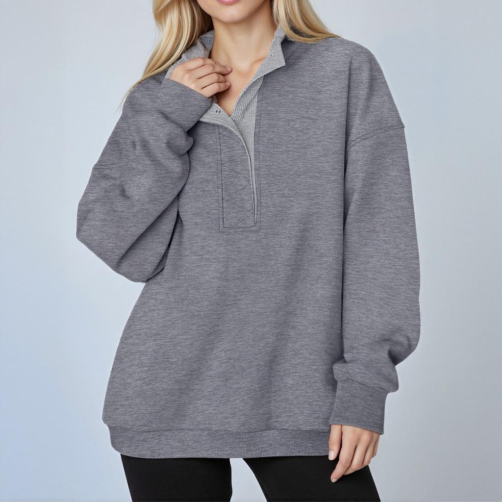 Women's Fashionable Long-sleeved Pullover And Solid-color Sweatshirt