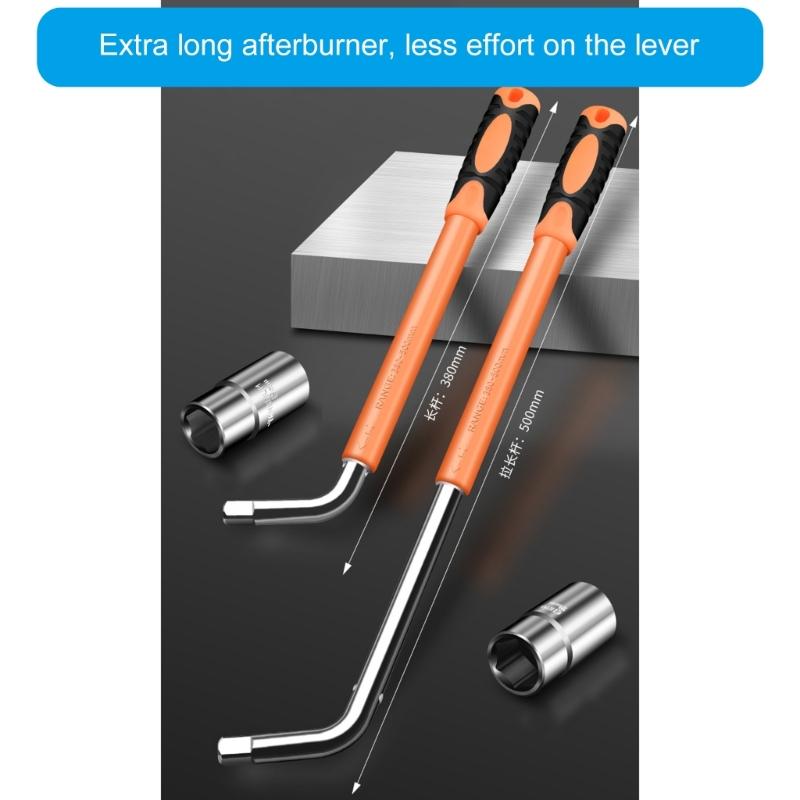Multiple Size Extendable L Wrench Socket for Wheel Tires with Comfortable Grip Handle Auto Enthusiasts Car Maintenance