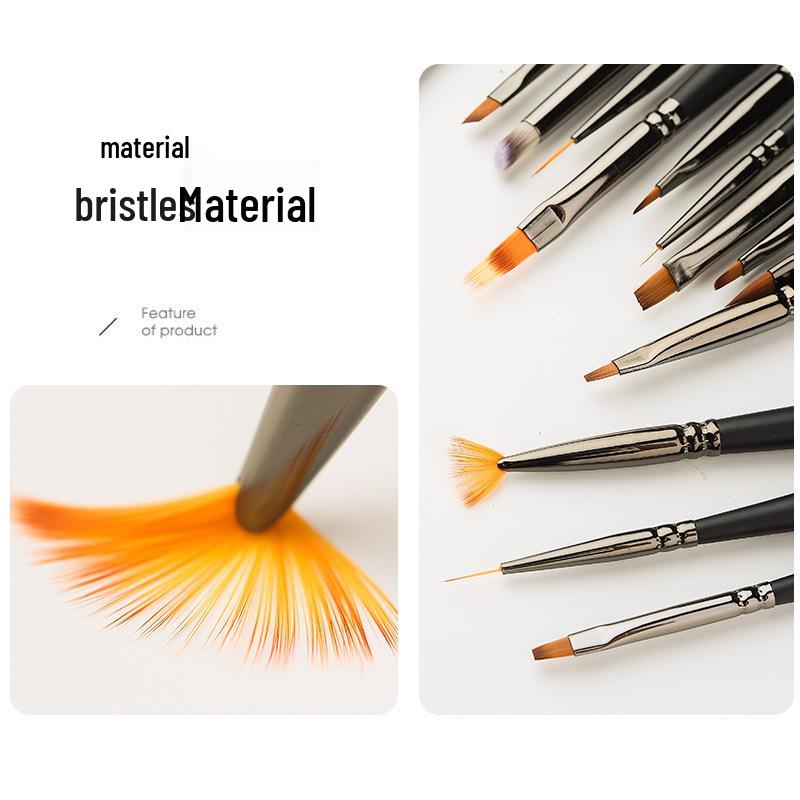 Japanese Nail Art Pen Set: 16-Piece Gel Polish Liner, Drawing, Carving, and Blending Brushes.