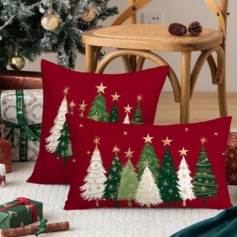 Xmas Trees Pattern Cushion Cover Home Textile Cushion Pillowcase  New Year Gifts
