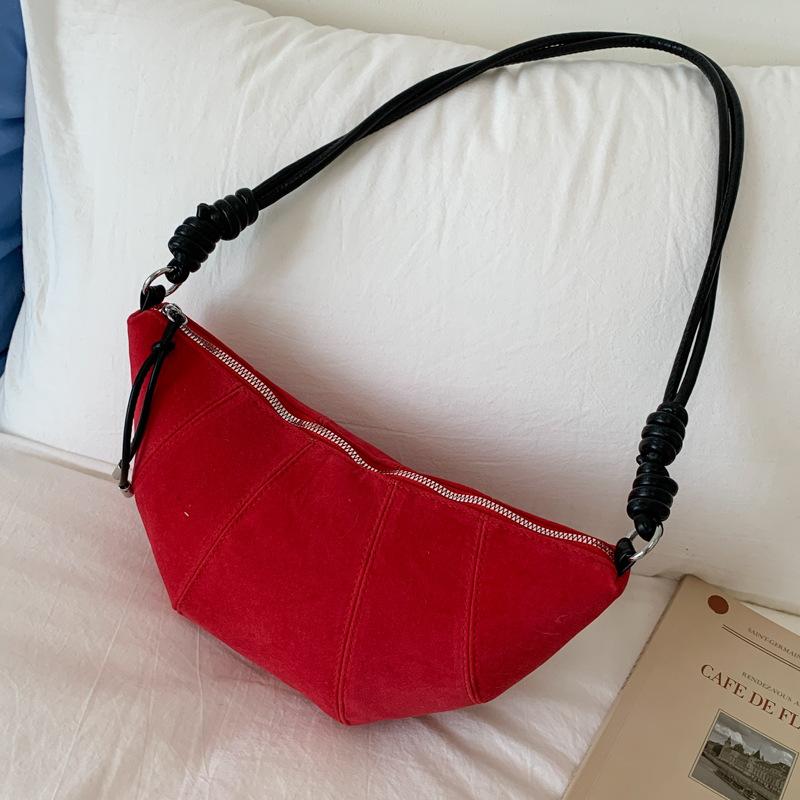 

Retro niche bag women s new casual croissant summer suede messenger dumpling bag