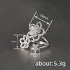 Floral shiny open ring female, three inlaid zircon lady accessories  new lily ring