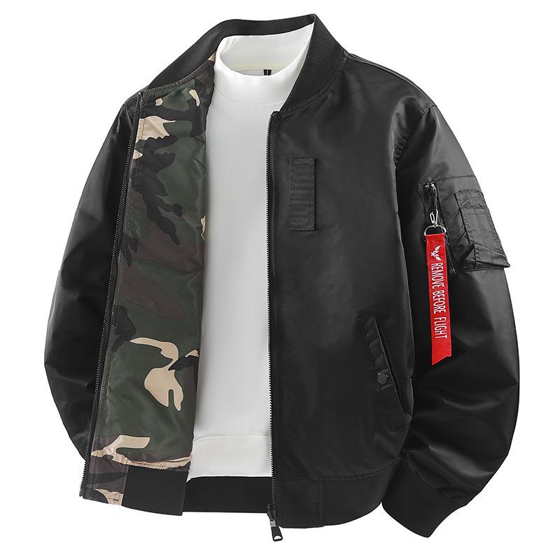Double-Sided Men's MA-1 Camouflage Flight Jacket - Spring/Autumn Baseball Style Loose Workwear Top