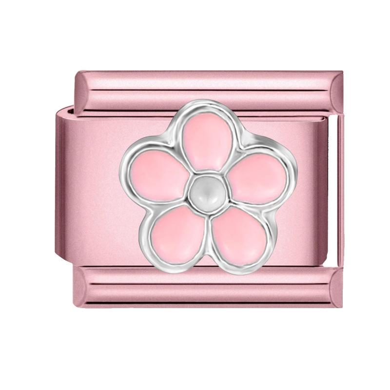 Y2K Pink Glitter Zircon Heart Flowers Rabbit Crystal Italian Charm Fit 9MM Stainless Steel Bracelet Women Men DIY Jewelry Gift