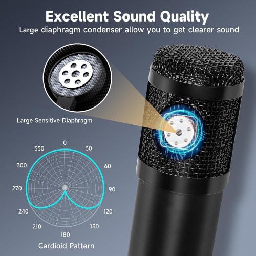 SKYJUNS BM-800 Podcast Equipment Set with ive Sound Card, Condenser Studio Microphone for Laptops, Computers, Vlogs, Living Room Broadcasts, Live Stre