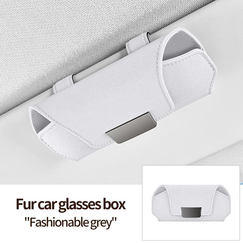 Magnetic Car Sunglasses Case Sun Visor Glasses Holder Car Premium Suede Glasses Holder Auto Sunglasses Clip Card Ticket Holder