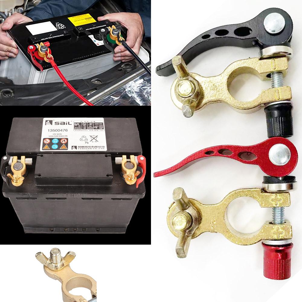 Car Battery Terminal Brass Connectors Posts 24V 12V Positive Negative Quick Release Battery Cable Terminal Top Car Accessories