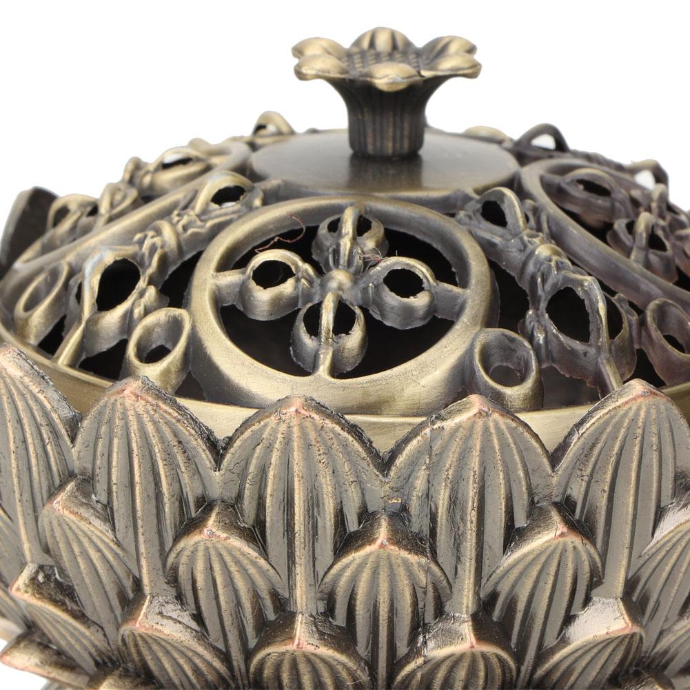 Alloy Craving   Incense Burning Flower Base Buddhist Supplies Home Decoration(Bronze)