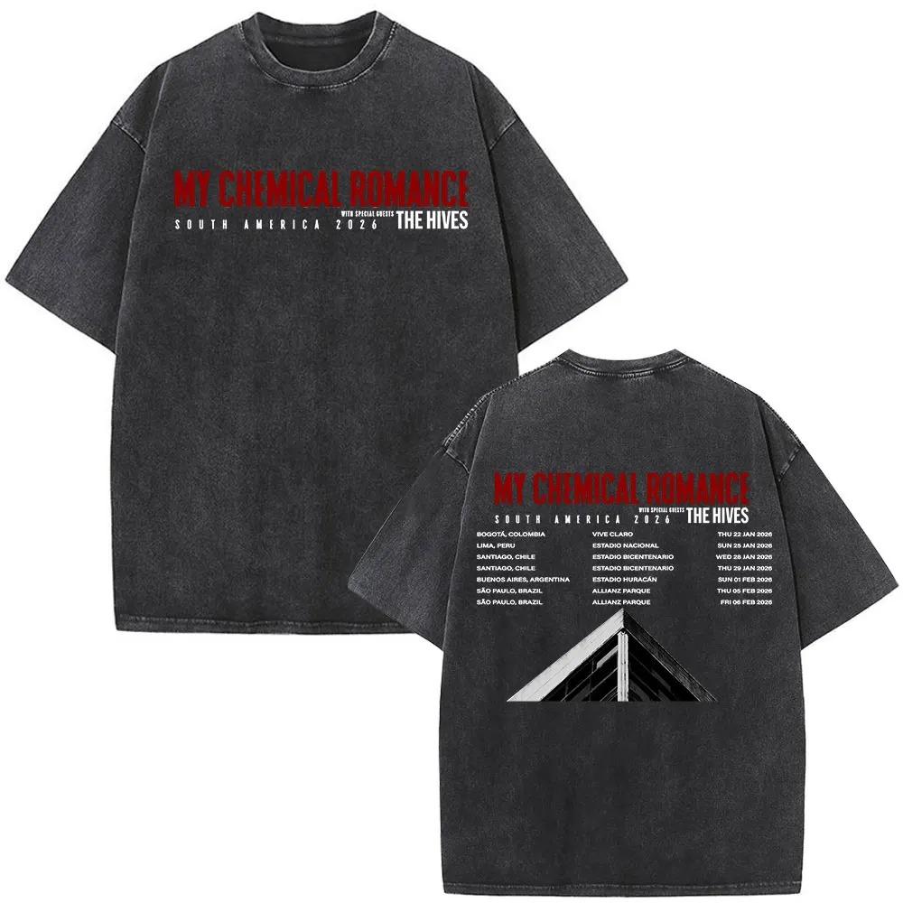 Rock Band My Chemical Romance Ausgewaschenes T-Shirt Long Live The Black Parade Tour 2026 Gothic T-Shirts Herren Damen Übergroße T-Shirts