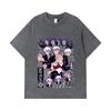 275 GSM Washed T-shirts 100% Cotton Jujutsu Kaisen V24 Gojo Print Unisex Heavy Cotton T Shirt