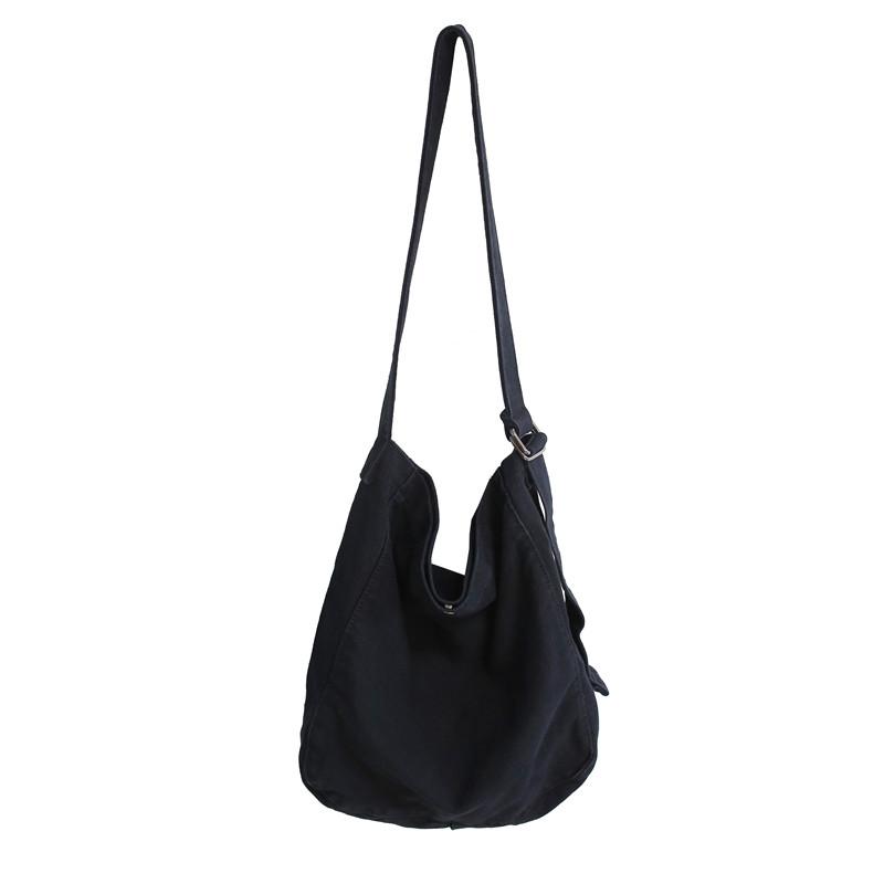 Minimalist Style Solid Shoulder Bags 100% Cott Unisex Solid Crossbody Bags Canvas Packages South Korea Casual Messenger Bags
