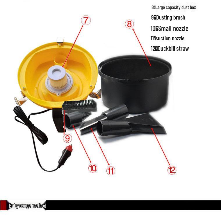12V High-Power Car Vacuum Cleaner with Strong Suction