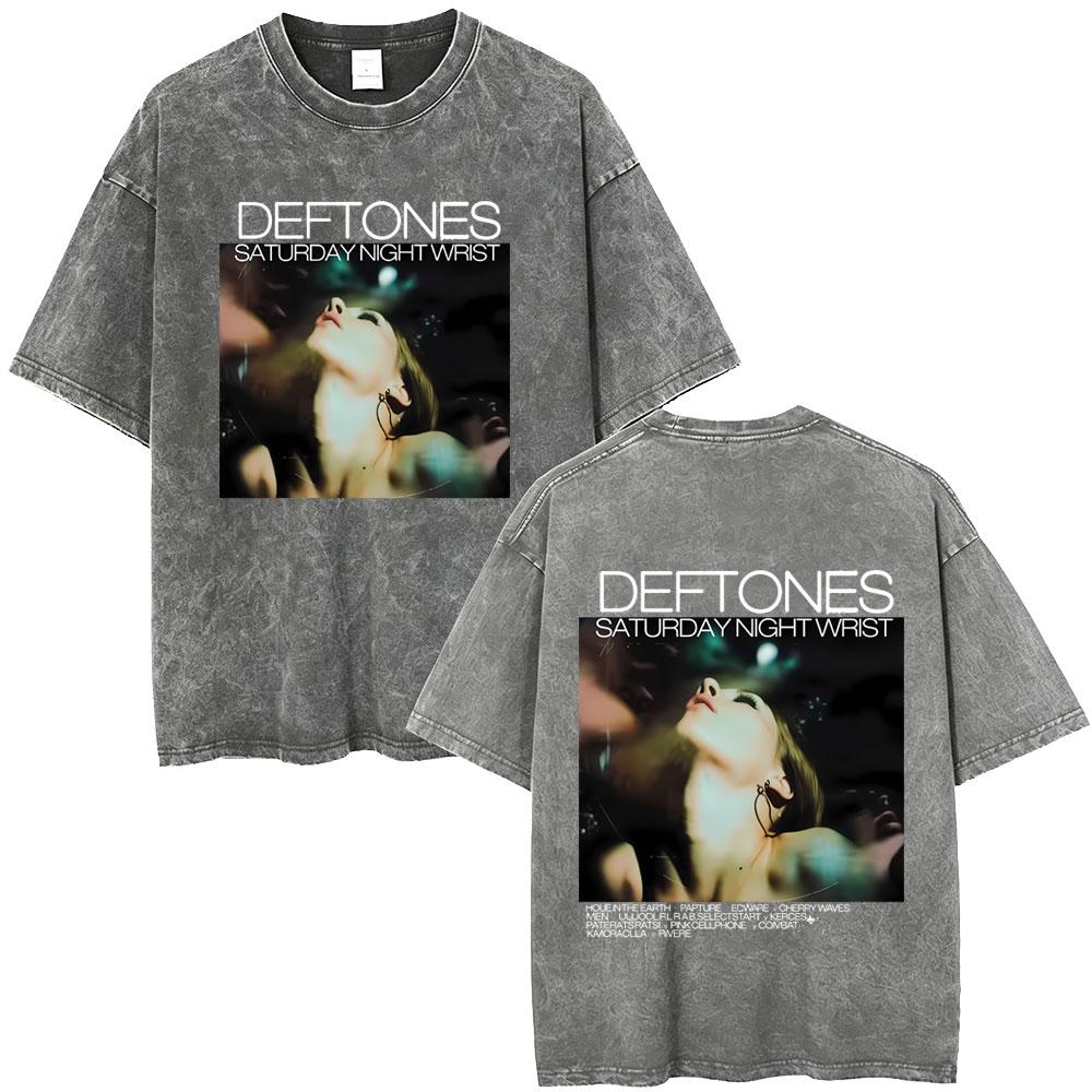 

Alternative Metal Rock Band Deftones Music Album Cover Washed Vintage Tshirt Men Retro Gothic Punk Oversized T Shirt Streetwear S