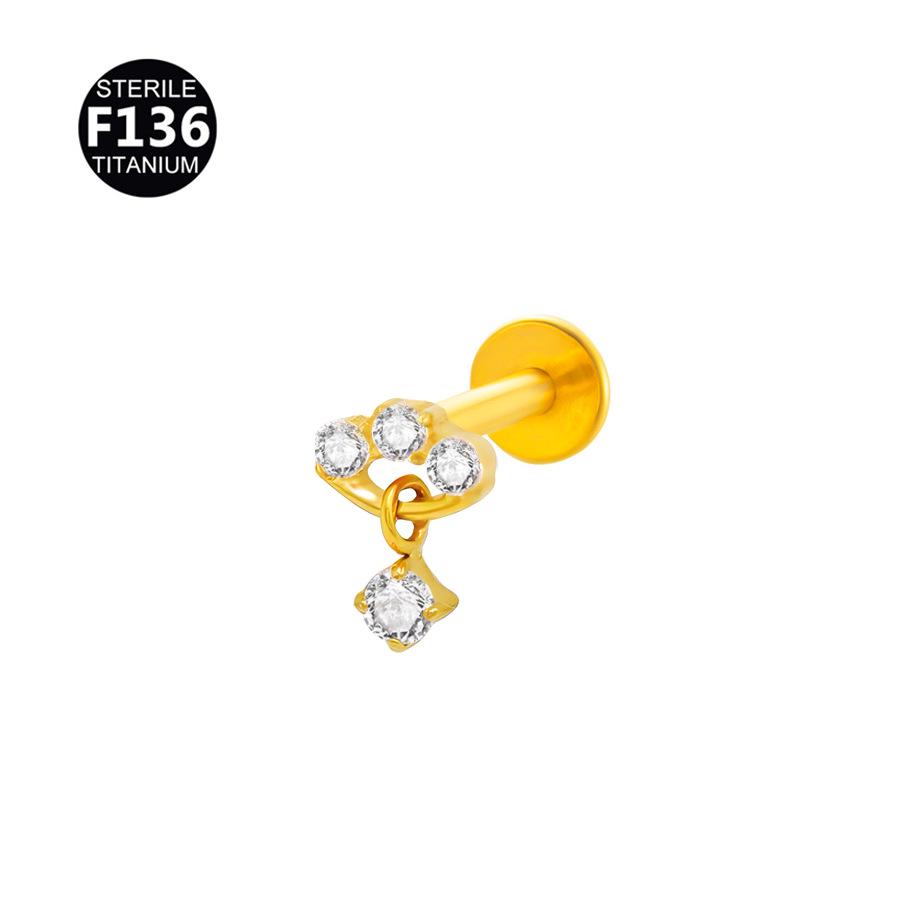 2024 F136 Titanium Flower Cone Pendant Chain Lip, Ear & Tragus Stud with Internal 0.9 Thread