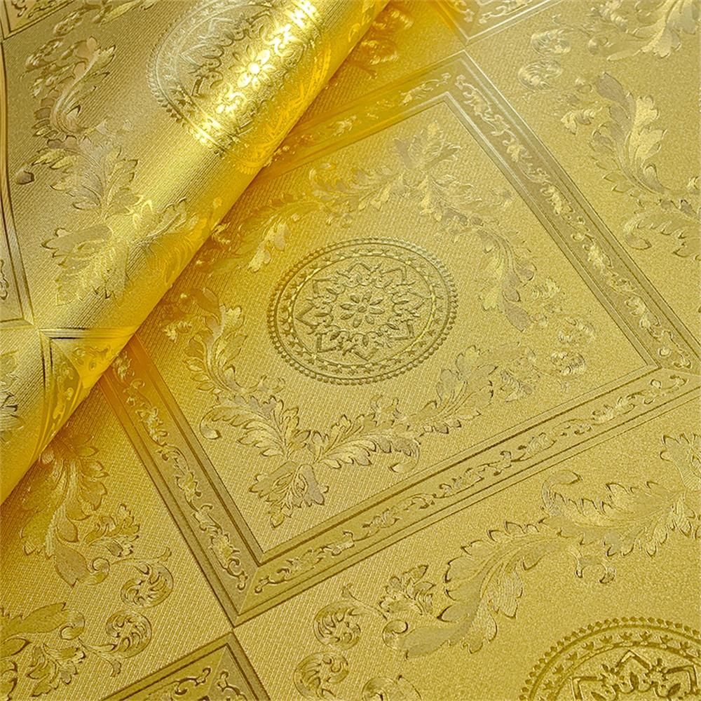 

Luxury Classic Gold Foil Wallpaper Roll Living Room 3D Relief Lattice Wall Paper Ktv Bar Papel De Parede 0. 53x9.2m золотистий
