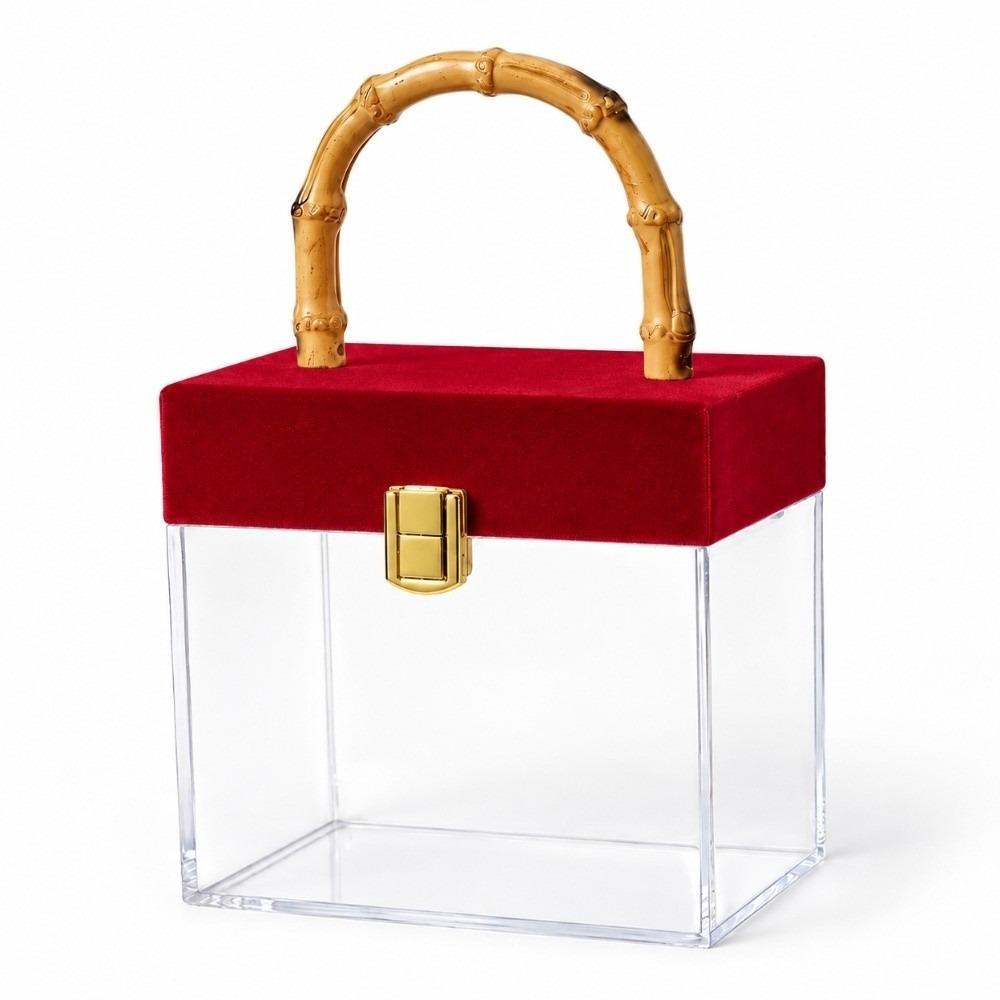 with Bamboo Handle Hand-Held Gift Box Velvet Gift Box Wedding Souvenirs Party Candy Packaging