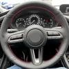 Zöpfe am Lenkrad für Mazda 3 Axela CX-30 CX30 Auto-Innenlenkrad perforierte Mikrofaser-Lederabdeckung