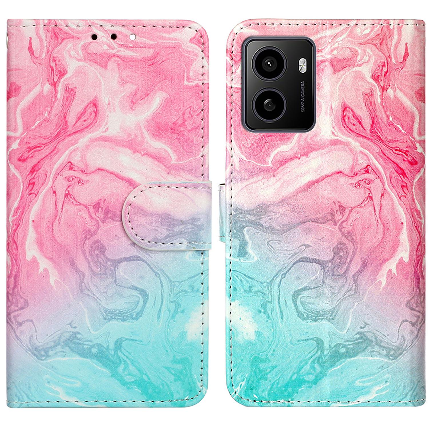 

Противоударный чехол-книжка из ПУ кожи с рисунком для HMD Pulse/Pulse+ Pink Green Marble