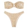 Two Piece Women's Sequins Bikini Sets O-Ring -color Sexy Strapless Bikini