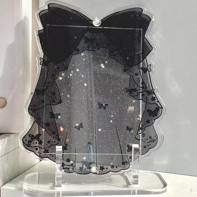 New Black Veil Photo Frame with Bow Star and Glitter Card Holder Star Chasing 3-inch Small Card INS Style Storage Display Frame