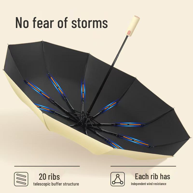 Compact Auto Open/Close Sun & Rain Umbrella with Custom Logo - Three-Fold Design for Dual Use