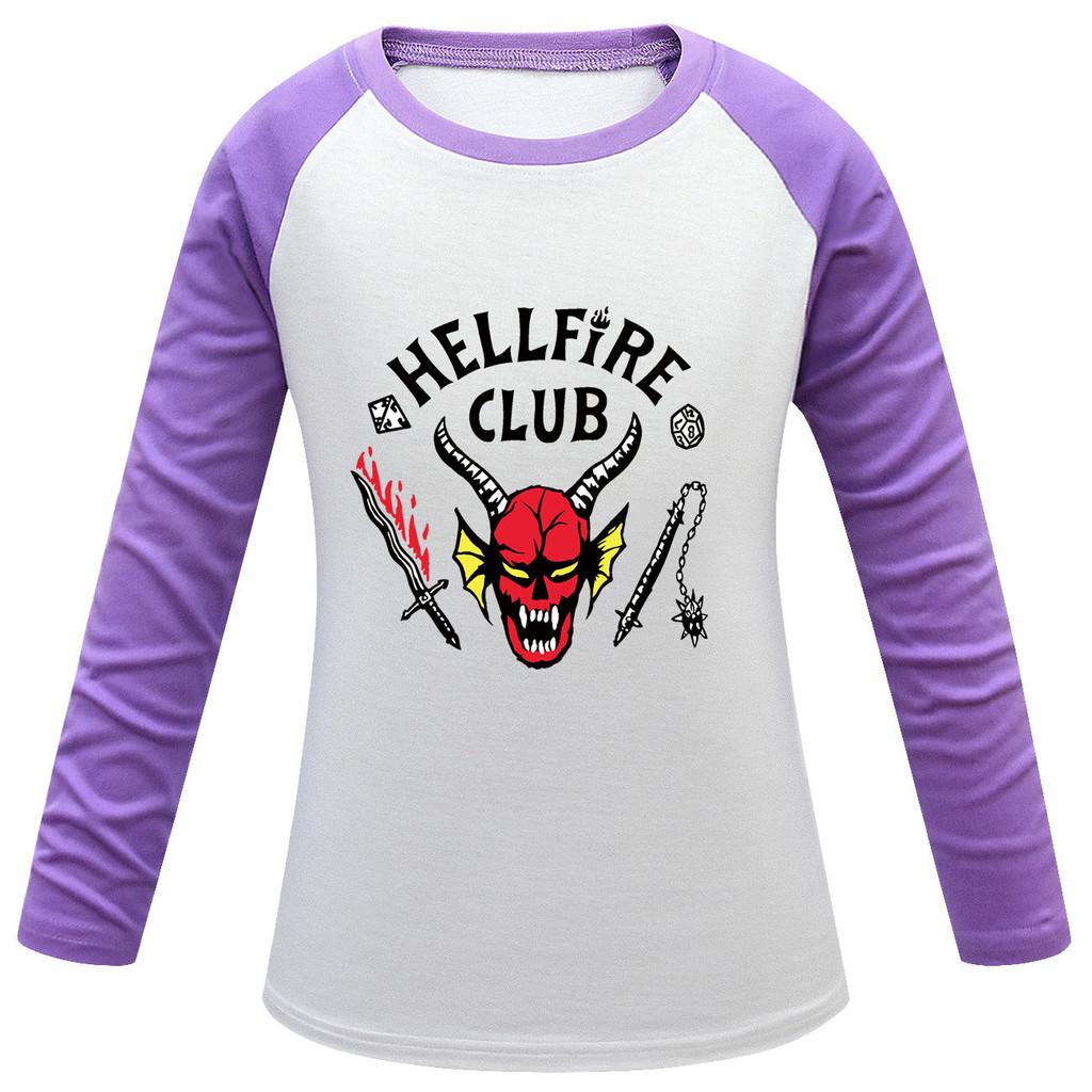 Unique Apparel Kinderen Stranger Things Hellfire Bedrukt T-shirt Lange Mouwen 160cm