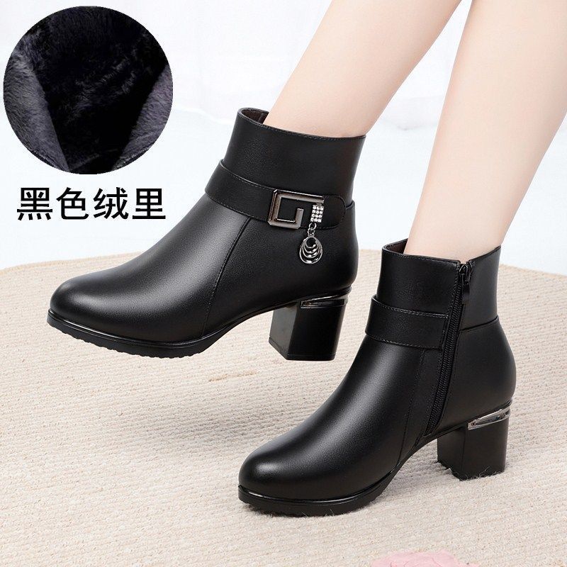 Short Boots Children 2025 Autumn and Winter New Mother Martin Boots Middle Heel Women's Leather Shoes Short Boots