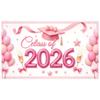 Graduation Celebration Banner Graduation Cap Design Commencement Display 2026 Class Banner Polka Dot Balloons For University