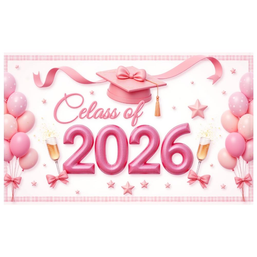 Graduation Celebration Banner Graduation Cap Design Commencement Display 2026 Class Banner Polka Dot Balloons For University