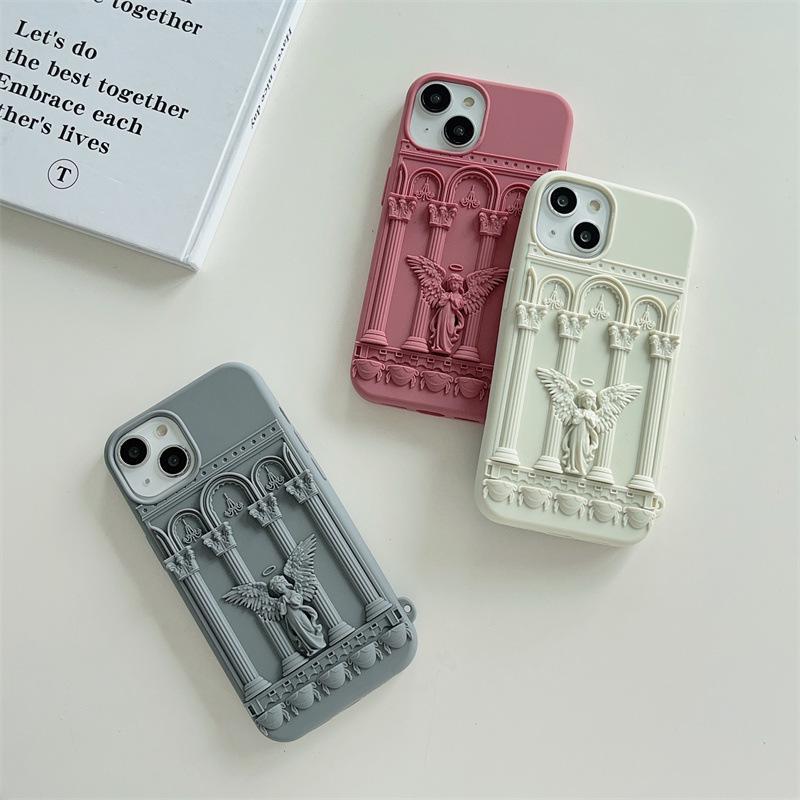 

Couple Style Angel iPhone Case: Grey, Beige, Pink Variants Pink for iPhone 12/13 Pro Max