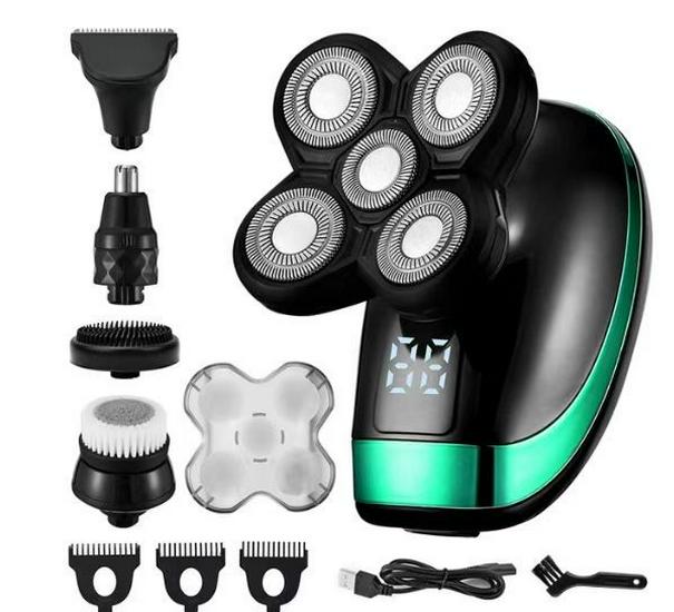 Multifunctional USB Rechargeable 5-in-1 Electric Shaver with Washable Razor & Bald Head Blade