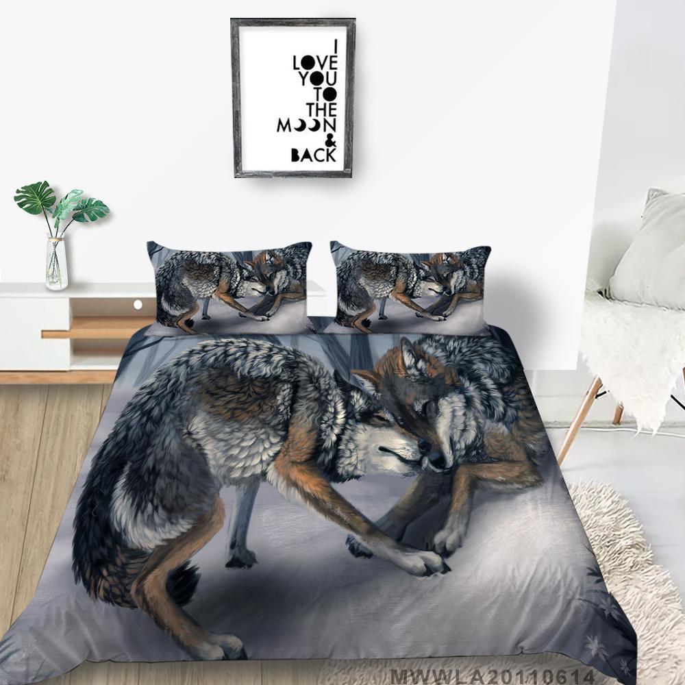 2023 neue stil Bettbezug-set mit Kissenbezug Doppel Volle Größe Bettwäsche Quilt Abdeckungen 3D Wolf Hause Textilien Junge Mann tagesdecken