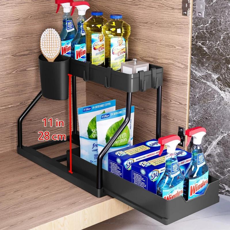 

New Kitchen and Bathroom Sink with Pull-out Storage Rack Storage Kitchen Sink Item Corner Storage Rack чорний
