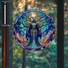  Vintage Acrylic Heavenly Guardian, Suncatcher, 2D Round Acrylic Hanging, Stained Glass Style Window Decor for Farmhouse Garden and Yard 