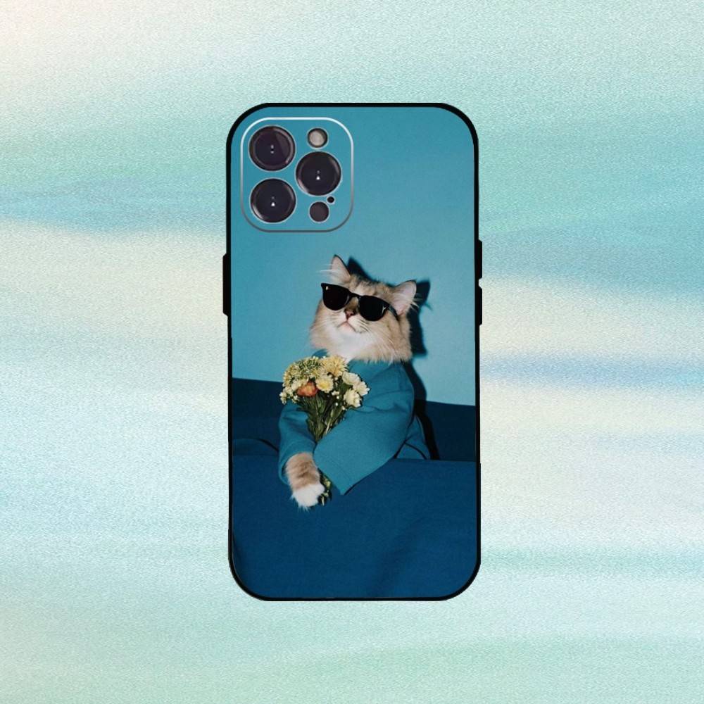 Cool Cat Cute Phone Case For iPhone17,16,15,14,13,12,Plus,Pro Max, 5G Others Soft Black Cover